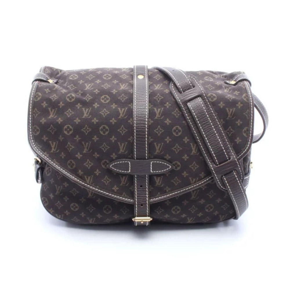 Louis Vuitton Saumur Shoulder Bag Canvas Leather Monogram Lin Brown